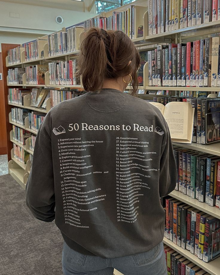 50 Reasons to Read Books Crewneck | Bookish Sweatshirt Merch | Reader Shirt Gifts | Bookstagram | Booktok | Bookworm Gifts