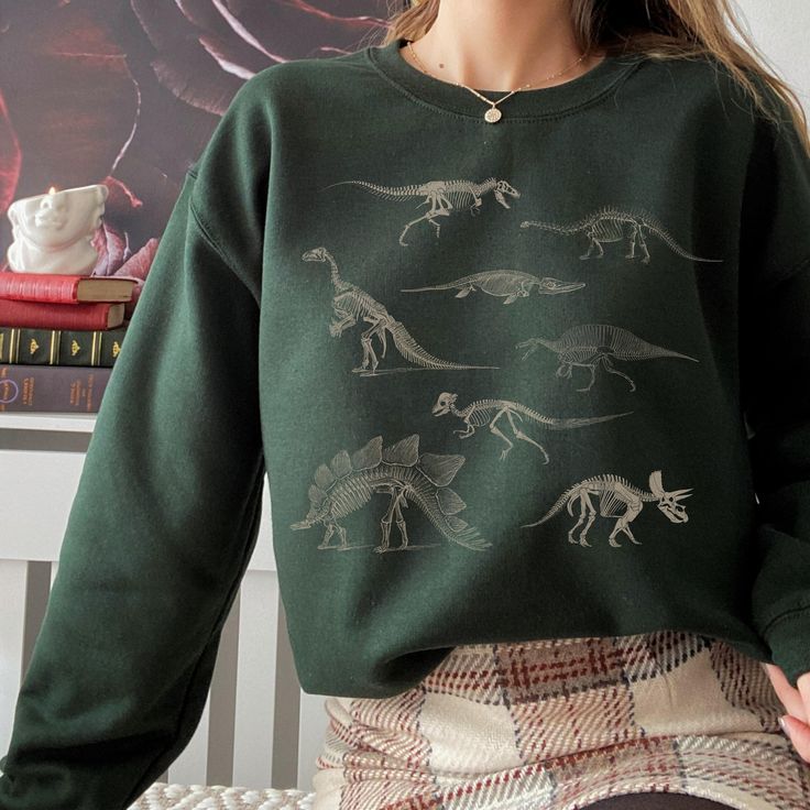 Dinosaur Sweatshirt, Dinosaur Sweater, Vulture Culture, Skeleton Hoodie, Skeleton Sweatshirt, Adult Dinosaur Shirt, Dark Academia Shirt