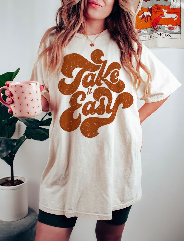 Take it Easy Tee, Take it Easy T-Shirt, Hippie Tee Vintage Inspired Cotton T-shirt, Unisex Tee, Comfort Colors T-shirt, Oversized Tee