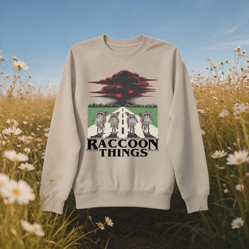 Raccoon Things T-Shirt Hawkins Indiana Tee Stranger Things Parody Shirt Strange Things Fan Gift Funny Raccoon Sweatshirt Weirdcore Top For Men And Women