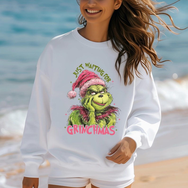 Jast Waiting For Grinchmas Grinch Christmas Crewneck Sweatshirt Grinch Mas Shirt Grinch Tree Sweater Grinch Holidays Jumper Grinch Shirt