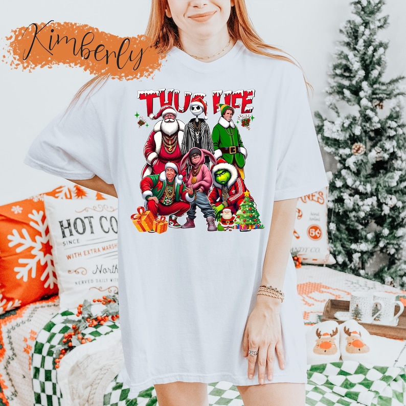 Thug Life Christmas Shirt, Vintage Christmas Movies Characters Shirt, Trendy Thug Life Sweatshirt, Merry Christmas 2024, Xmas Family Shirt