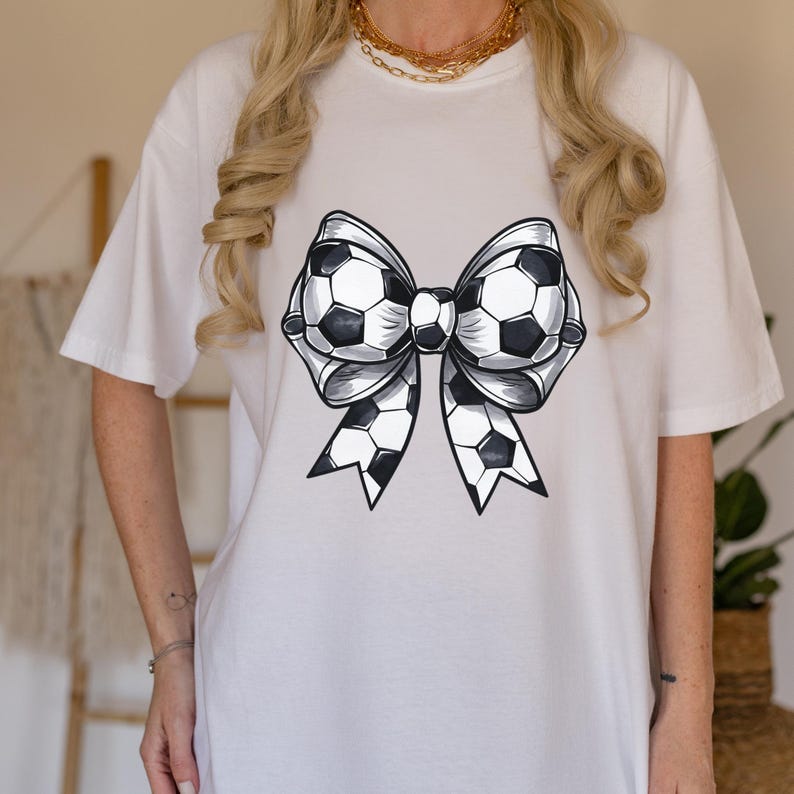 Coquette Soccer Bow T- Shirt Comfort Colors | Mom T-shirt | Game Day Aesthetic | Sports Tee For Women.Coquette Soccer Bow T- Shirt Comfort Colors | Mom T-shirt | Game Day Aesthetic | Sports Tee For Women.