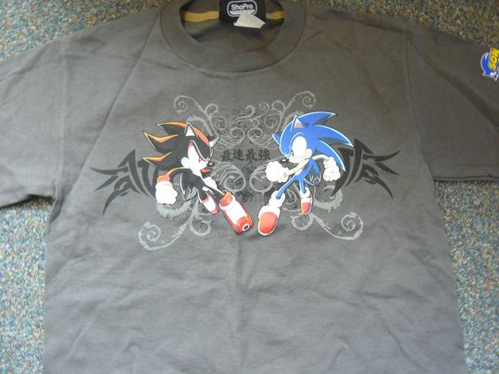Sonic X -T-Shirt: Shadow Vs Sonic Grey Tribal t-shirtSonic X -T-Shirt: Shadow Vs Sonic Grey Tribal t-shirt For Men And Women