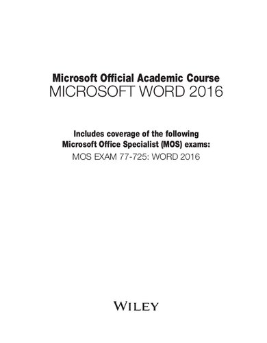 Microsoft Official Academic Course – Microsoft Word 2016 (PDF Instant Download)