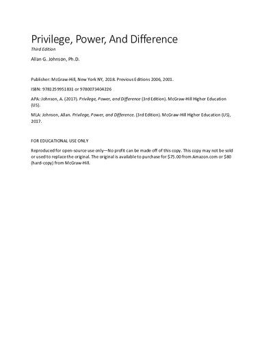 Privilege, power, and difference (PDF Instant Download)