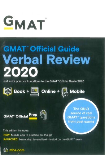GMAT Official Guide 2020 Verbal Review: Book + Online Question Bank (PDF Instant Download)