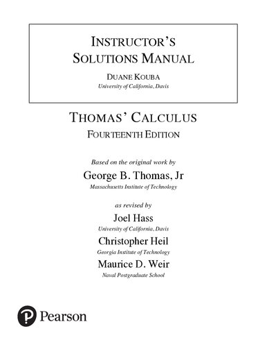 Instructor's Solutions Manual to Thomas' Calculus (PDF Instant Download)