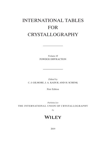 International Tables for Crystallography Volume H: Powder diffraction (PDF Instant Download)
