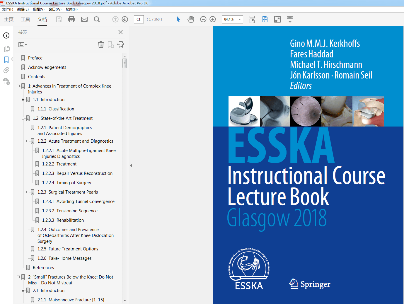ESSKA Instructional Course Lecture Book Glasgow 2018 (PDF Instant Download)
