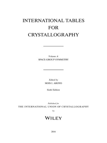 International Tables for Crystallography, Vol. A: Space Group Symmetry (PDF Instant Download)