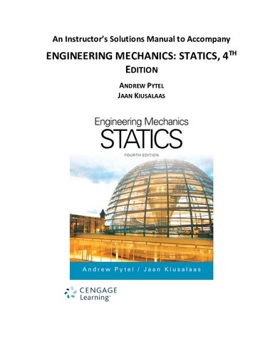 Engineering Mechanics: statics, Instructor's Solutions Manual (PDF Instant Download)