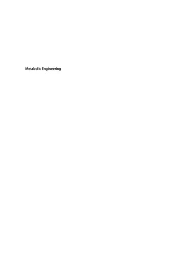 Metabolic engineering concepts and applications : Volume 13a (PDF Instant Download)