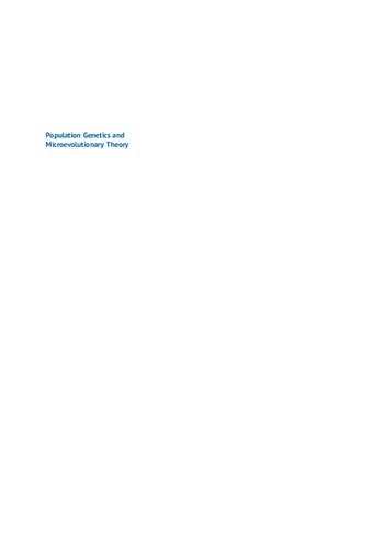 Population Genetics and Microevolutionary Theory (PDF Instant Download)