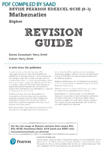 Pearson Edexcel GCSE (9-1) Mathematics Higher tier Revision Guide + App: Catch-up and Revise: for home learning, 2021 assessments and 2022 exams … GCSE (9-1) Mathematics Higher Revision Guide) (PDF Instant Download)
