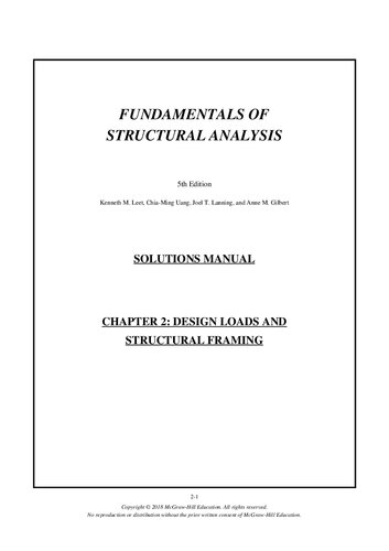Fundamentals of Structural Analysis Solution Manual 5th edition (PDF Instant Download)