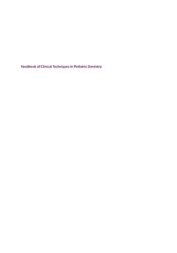 Handbook of Clinical Techniques in Pediatric Dentistry (PDF Instant Download)