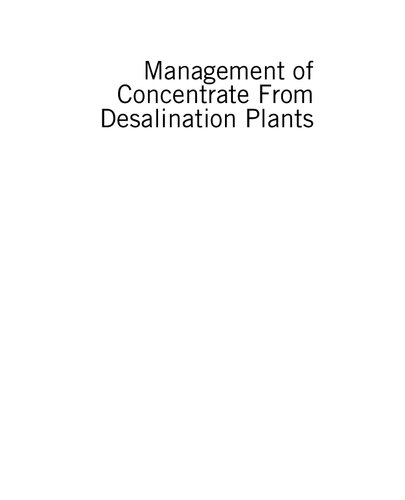 Management of concentrate from desalination plants (PDF Instant Download)