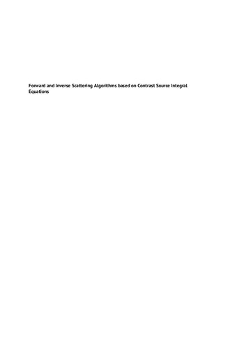 Forward and Inverse Scattering Algorithms Based on Contrast Source Integral Equations (PDF Instant Download)