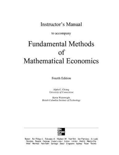 Instructor’s Manual for Fundamental Methods of Mathematical Economics (PDF Instant Download)