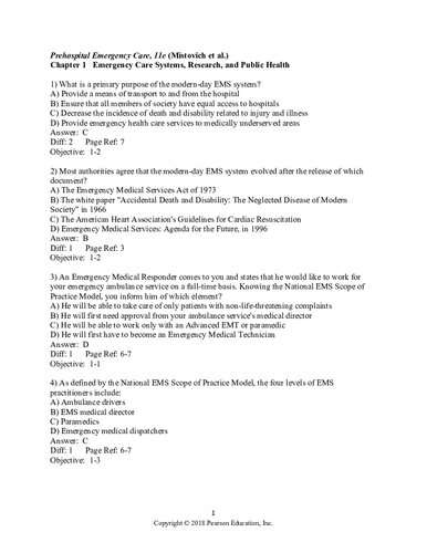 Prehospital Emergency Care Test Bank (PDF Instant Download)