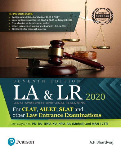 Legal awareness and legal reasoning 2020: For CLAT, AILET, SLAT and other Law Entrance Examinations (PDF Instant Download)