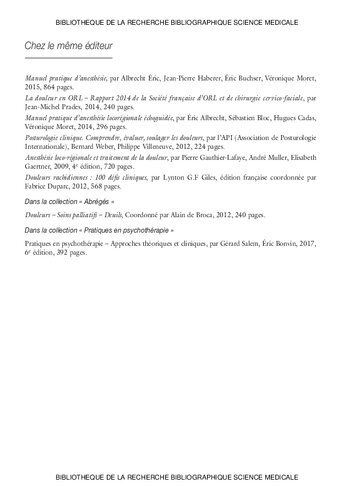 Manuel pratique d'algologie – Prise en charge de la douleur chronique (PDF Instant Download)