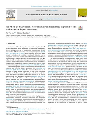 For whom do NGOs speak? Accountability and legitimacy in pursuit of just environmental impact assessment (PDF Instant Download)