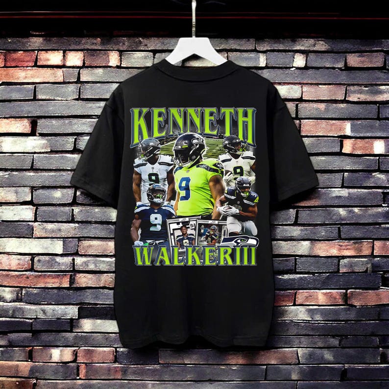 Vintage 90s Graphic Style Kenneth Walker T-Shirt, Kenneth Walker T-Shirt, Football Oversized T-Shirt Football Bootleg Gift Style