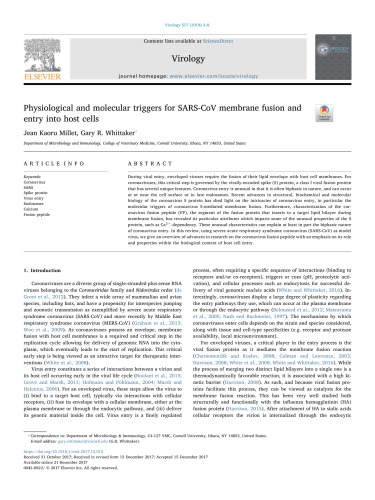 Physiological and molecular triggers for SARS-CoV membrane fusion and entry into host cells (PDF Instant Download)