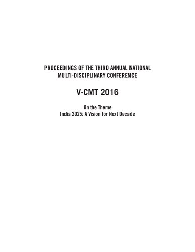 Proceedings of the Third Annual National Multi-Disciplinary Conference, V-CMT 2016 (PDF Instant Download)