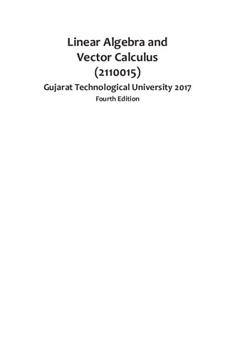 Linear Algebra and Vector Calculus (2110015) Gujarat Technological University 2017 (PDF Instant Download)
