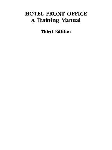 Hotel Front Office: A Training Manual (PDF Instant Download)