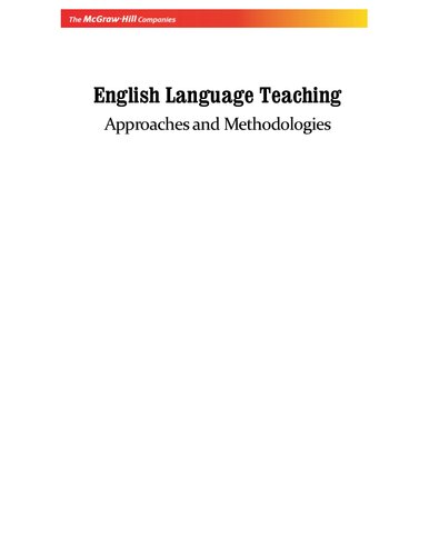 English Language Teaching: Approaches And Methodologies (PDF Instant Download)