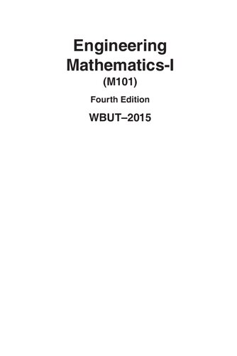 Engineering Mathematics-I (M101) Fourth Edition WBUT–2015 (PDF Instant Download)
