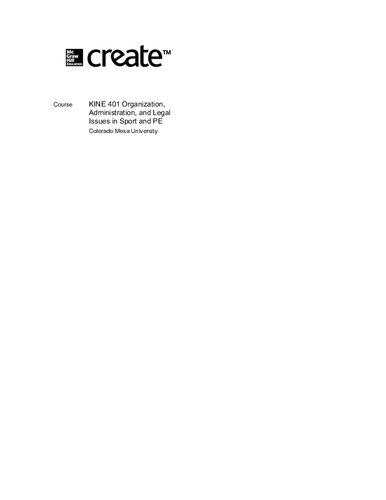 KINE 401 Organization, Administration, and Legal Issues in Sport and PE (PDF Instant Download)