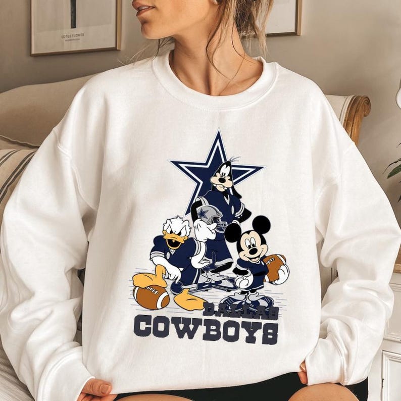 Dallas Cowboy Football D1sney Sweatshirt | Vintage Style Dallas Crewneck | Football Sweatshirt | Dallas Cowboy Sweatshirt, nfl shirt