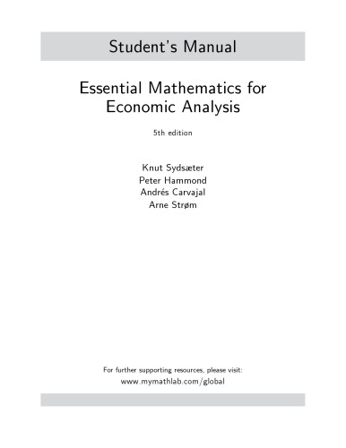 Essential mathematics for economic analysis – Student’s Manual (PDF Instant Download)