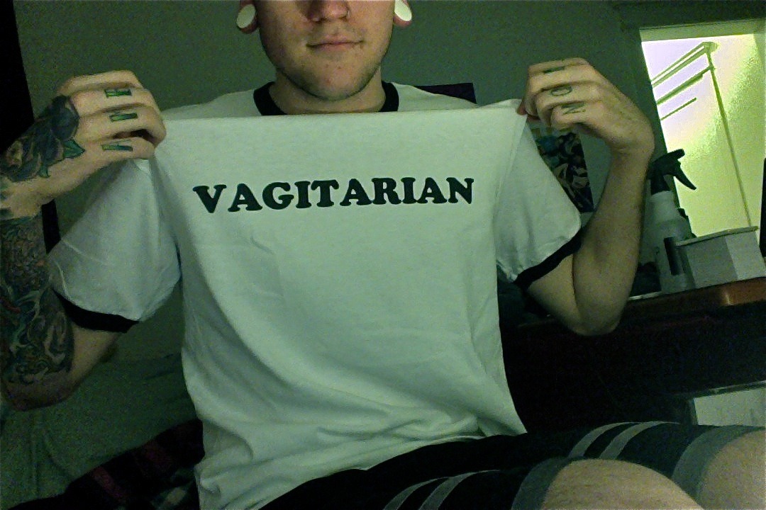 Vagitarian - Dark Side of Typography T-ShirtVagitarian - Dark Side of Typography T-Shirt For Men And Women