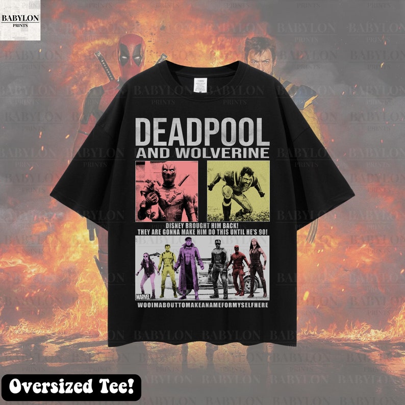 Oversized Deadpool Wolverine T Shirt Deadpool Meme T Shirt Funny Marvel Sweatshirt Vintage Marvel Shirt Gift Blade Gambit X-23 Wolverine Tee For Men And Women