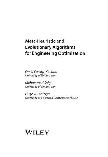 Meta-Heuristic and Evolutionary Algorithms for Engineering Optimization (PDF Instant Download)