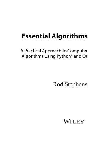 Essential Algorithms. A practical Approach to Computer Algorithms using Python and C# [2nd ed.] (PDF Instant Download)