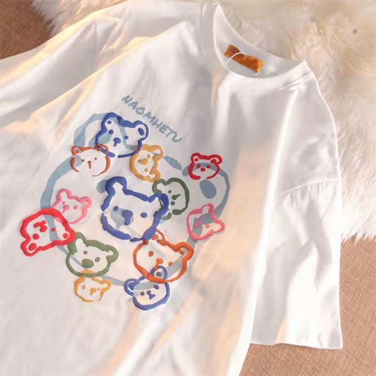 Cartoon Bear Print Loose T-Shirt