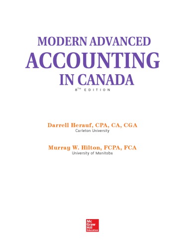 Modern advanced accounting in Canada (PDF Instant Download)