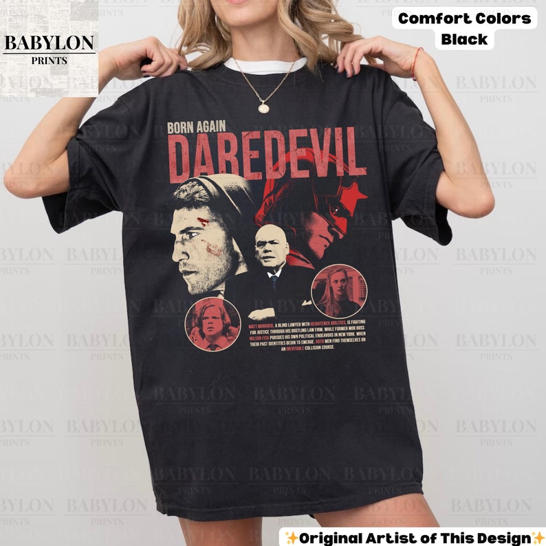 Vintage Daredevil Born Again Shirt Matt Murdock MCU Fan Gifts Disneyland Family Matching Shirt Marvel Comics sweatshirt Born Again show tee For Men And Women