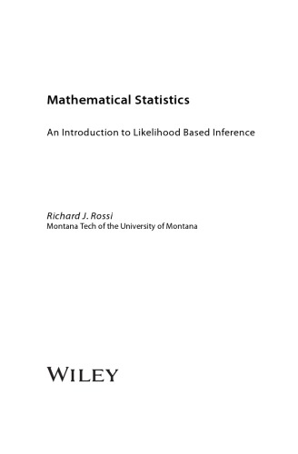 Mathematical Statistics. An Introduction to Likelihood based Inference (PDF Instant Download)