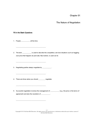 Negotiation Readings, Exercises, and Cases – Test Bank for seventh edition (PDF Instant Download)