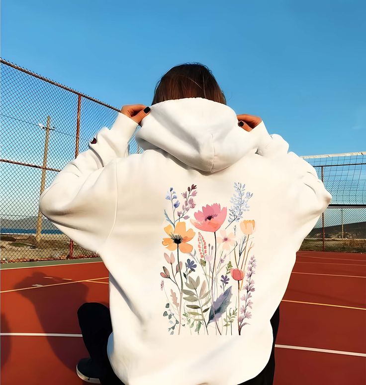 Wildflower Hoodie, Watercolor Wildflower, Pastel color Flower Lover Gift, Wildflower Gift, Wild Flower Gift, Wildflower Lover, Wildflower For Men And Women