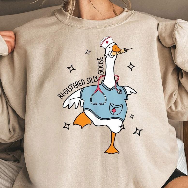 Nurse Silly Goose Sweatshirt, Nursing Student Shirt, Nurse Gift Sweater