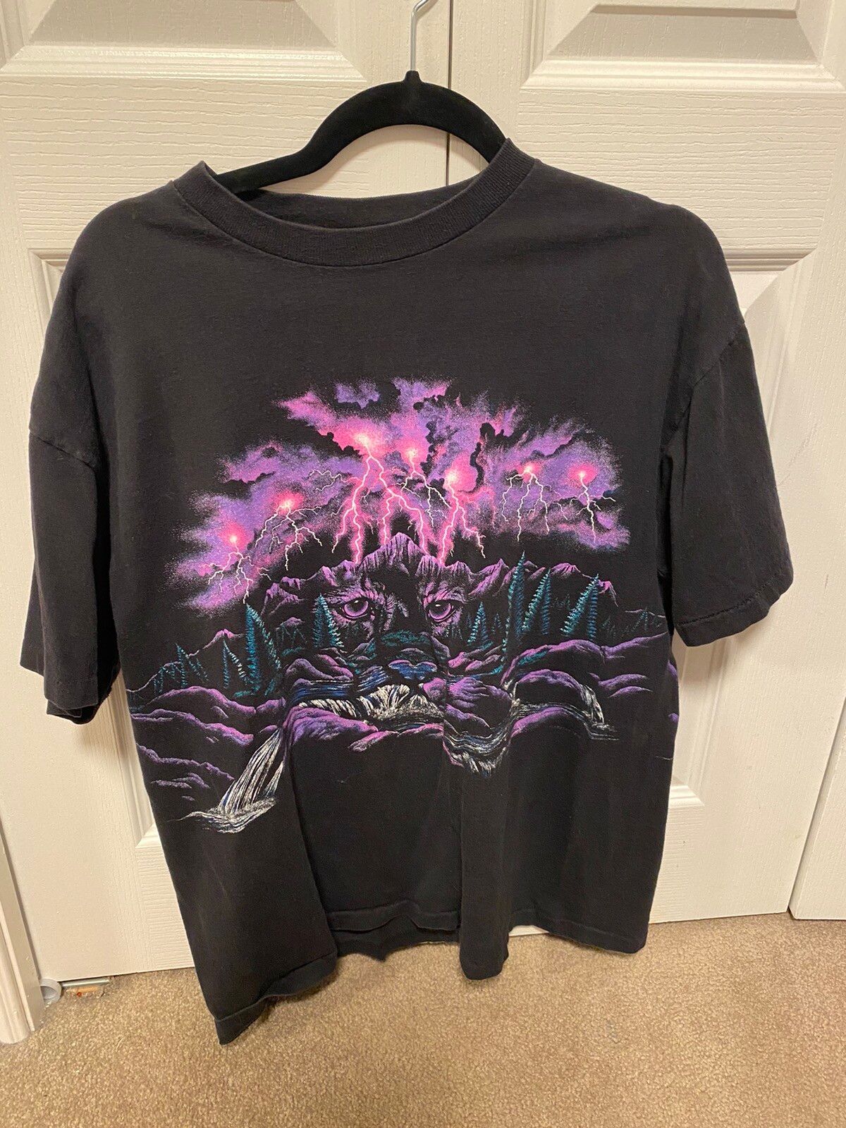 1990s Japanese Lightning Storm Vintage Tee Travis, Shirt Outfit, Gifts For Men, Gifts For Women